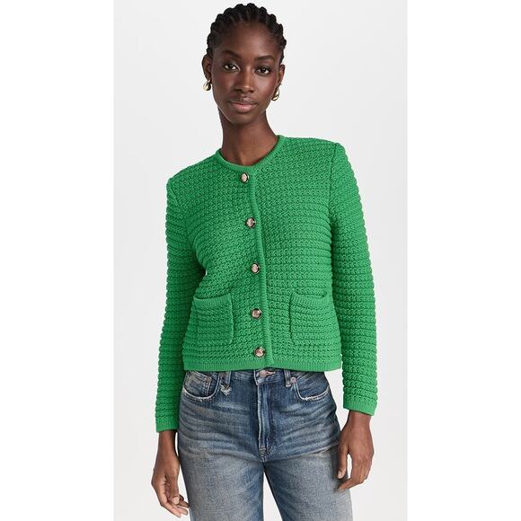 BA&SH Women's Gaspard Decorative Green Knit Cardigan Sweater Size Medium